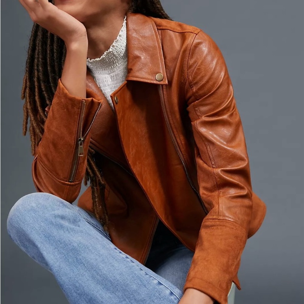 SALE! Anthropologie Robyn Faux Leather Moto Jacket